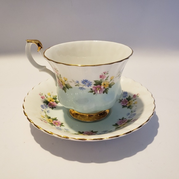 Royal Albert Accents Cup Saucer Green With Flowers Poshmark